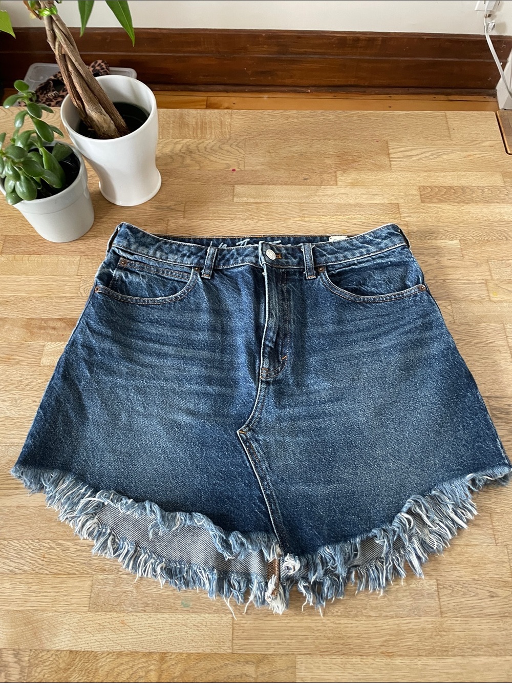 We The Free Dark Blue Denim Jean Skirt